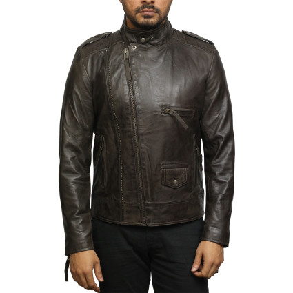 Men's Vintage Brown Front Zipped Leather jacket