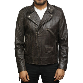 Men's Vintage Brown Front Zipped Leather jacket