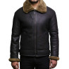 Men's Real Shearling Sheepskin Leather Flying Jacket Aviator Ginger Brown BNWT