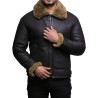 Men's Real Shearling Sheepskin Leather Flying Jacket Aviator Ginger Brown BNWT