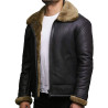 Men's Real Shearling Sheepskin Leather Flying Jacket Aviator Ginger Brown BNWT