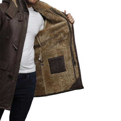Men's shearling sheepskin duffle coat - Alaska