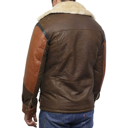 Men's Genuine Shearling Sheepskin Leather Jacket Aviator Bomber Flying Pilot