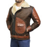 Men's Genuine Shearling Sheepskin Leather Jacket Aviator Bomber Flying Pilot
