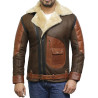 Men's Genuine Shearling Sheepskin Leather Jacket Aviator Bomber Flying Pilot