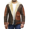 Men's Genuine Shearling Sheepskin Leather Jacket Aviator Bomber Flying Pilot