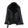 Women’s Black Shearling Sheepskin Pilot Aviator Fur-lined Leather jacket