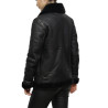 Women's World War II Shearling Sheepskin Aviator Black Leather Jacket