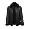Women's World War II Shearling Sheepskin Aviator Black Leather Jacket