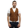 Mens Soft Real Goat Suede Leather Tan Smart Waistcoat Vest