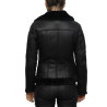 Women's Black Merino Sheepskin Aviator Pilot  Leather Jacket