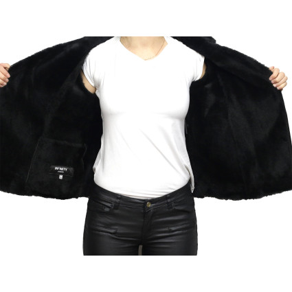 Women's Black Merino Sheepskin Aviator Pilot  Leather Jacket