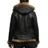 Leather Sheepskin Shearling Jacket Womens | B3 WW2 Aviator Flying Hooded Jacket