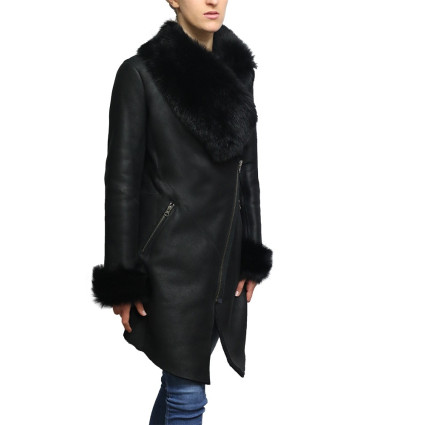 Women Shearling sheepskin Jacket Coat- Nebraska