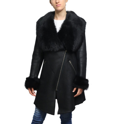 Women Shearling sheepskin Jacket Coat- Nebraska