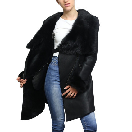 Women Shearling sheepskin Jacket Coat- Nebraska