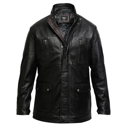 Men's Black Quilted Reefer Jacket