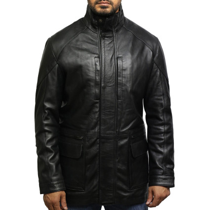 Men's Black Quilted Reefer Jacket