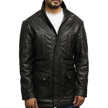 Men's Brown Quilted Reefer Jacket