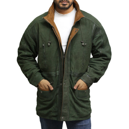 Mens Winter Parka Green Coat Retro