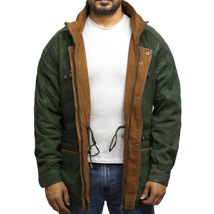 Mens Winter Parka Green Coat Retro