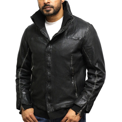 Men's Black Genuine Leather Biker Jacket
