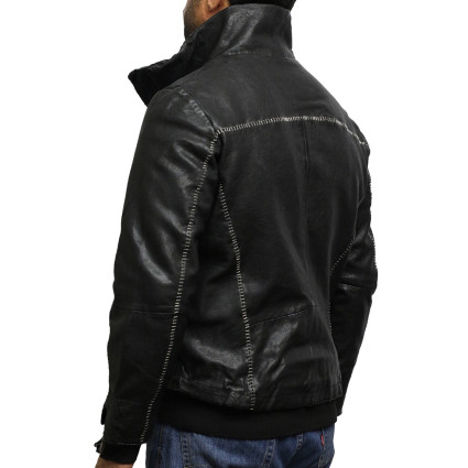 Men's Black Genuine Leather Biker Jacket