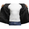 Men's Black Leather Quilted Reefer Jacket