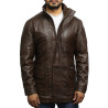 Men's Brown Leather Reefer Jacket
