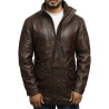 Men's Brown Leather Reefer Jacket
