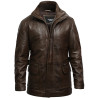 Men's Brown Leather Reefer Jacket