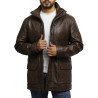 Men's Brown Leather Reefer Jacket
