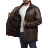 Men's Brown Leather Reefer Jacket