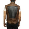 Mens Black & Brown Leather  Body Warmer Sleeveless Waistcoat Gilet