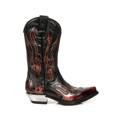 New Rock Black Leather Biker Boots - M106