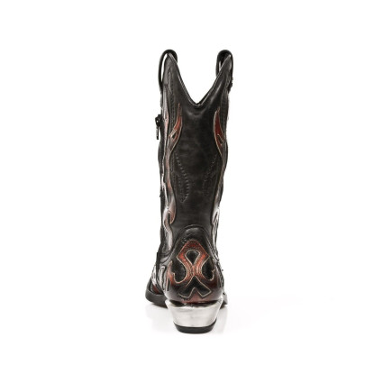 New Rock Black Leather Biker Boots - M106