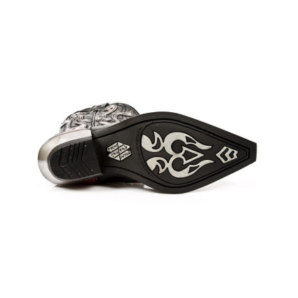 New Rock Black Leather Biker Boots - M106