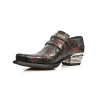 New Rock Embossed Vintage Black, Red Leather Buckle Steel Heel Shoes 7960-S5