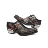 New Rock Embossed Vintage Black, Red Leather Buckle Steel Heel Shoes 7960-S5