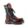 New Rock Black Leather Biker Boots - M106