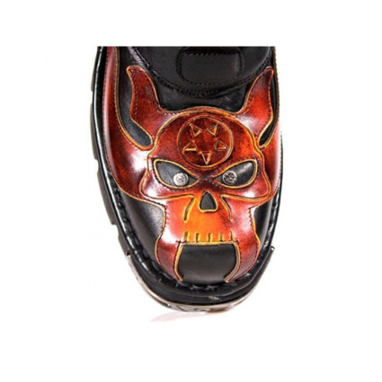 New Rock Black Leather Biker Boots - M106