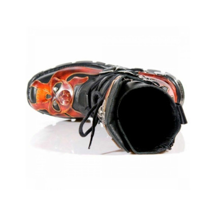 New Rock Black Leather Biker Boots - M106