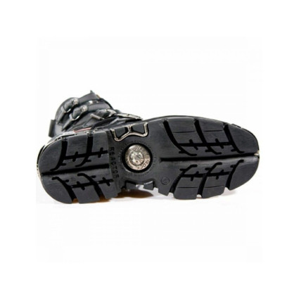 New Rock Black Leather Biker Boots - M106