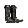 NEW ROCK BLACK FLAME BOOTS Black Leather Heavy Biker Western Cowboy M-7921-S1