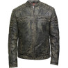 Men's Brown Leather Jacket - Cafe Racer