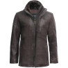 Mens Brown Mid Length Warm Real Leather Jacket -Finn
