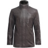 Mens Brown Mid Length Warm Real Leather Jacket -Finn