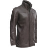 Mens Brown Mid Length Warm Real Leather Jacket -Finn