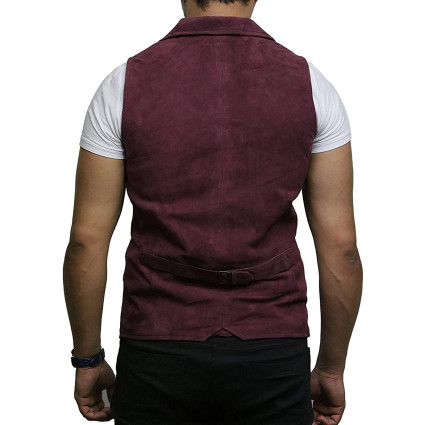 Mens Leather Waistcoat From Smooth Exclusive Goat Suede Classic Smart Burgundy Leather Waistcoat