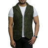Mens Leather Waistcoat From Smooth Exclusive Goat Suede Classic Smart Green Leather Waistcoat